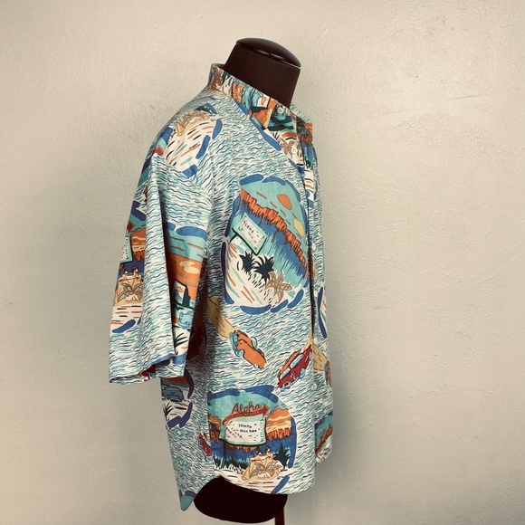 Vintage Mens Big Waves Heet Sportswear Shirt Medium Aloha Print Short Sleeve - Picture 8 of 12